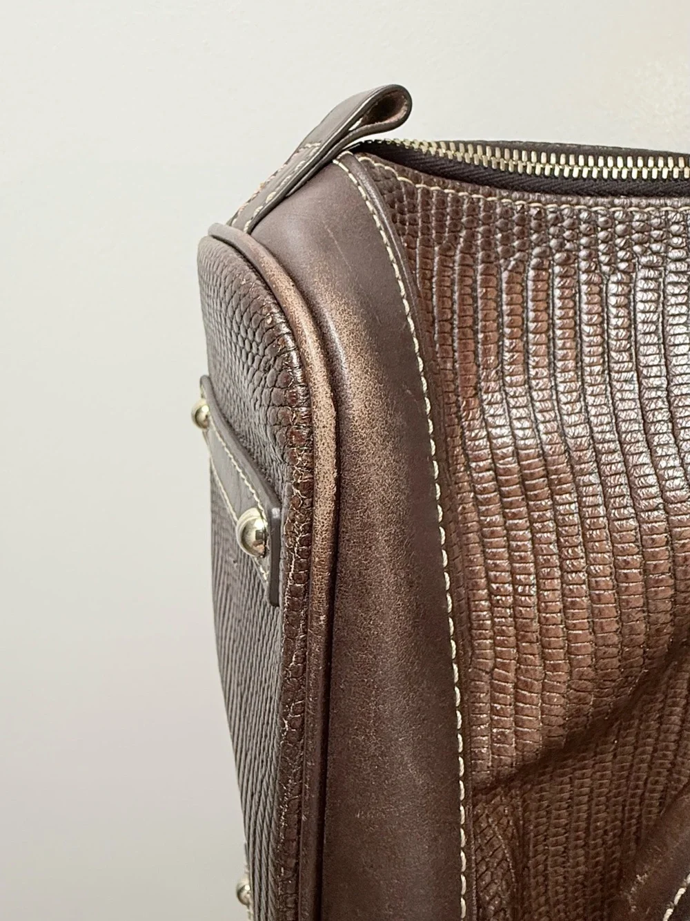 Dooney & Bourke Chocolate Brown Lizard-Embossed Satchel